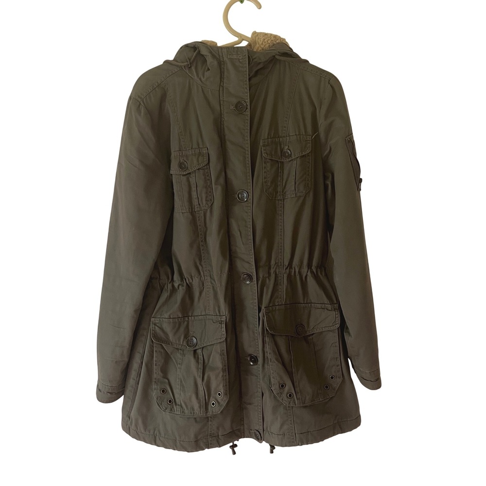 Marc New York Andrew Marc Olive Green Utility Field Jacket Hooded Parka S